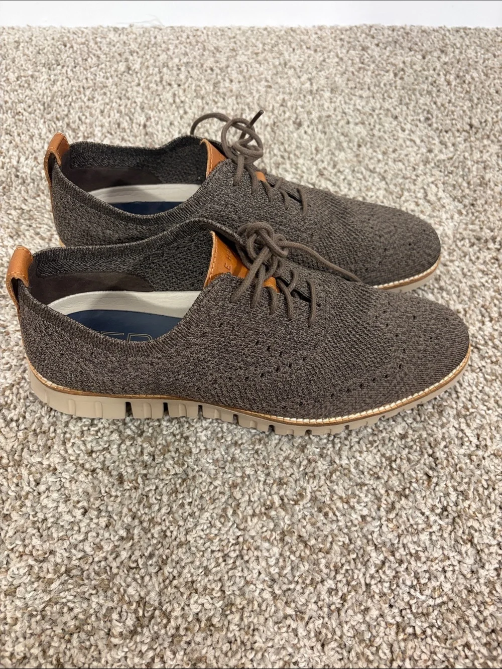 Cole Haan Brown Knit Lace-Up Oxfords